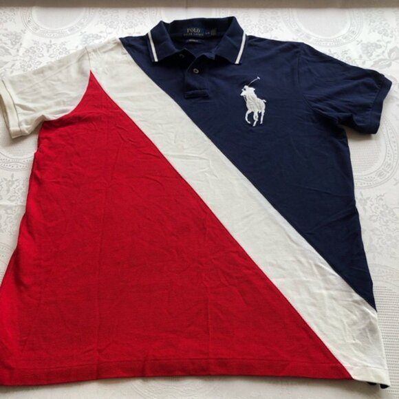 Polo Ralph Lauren Big Pony Rugby Shirt Men’s Size L Red/White/Blue Costomer-Fit - Picture 12 of 16